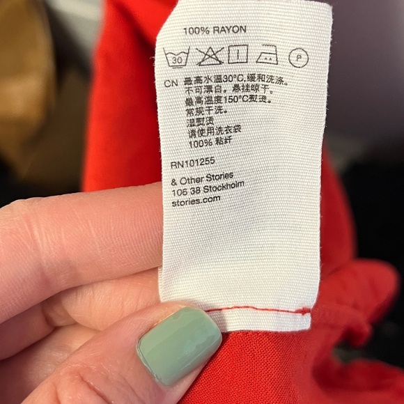 & Other Stories Red Midi Wrap Dress Sz 4 - Picture 11 of 12